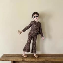 Girls Long-Sleeved Suit Spring and Fall New Korean Girls Leopard Suit Children's Long-Sleeved Two-Piece Suit Children's Clothing