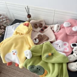 2026 Kids Winter Coat Thickened Fleece Jacket Cartoon Animal Hooded Outerwear for Boys Girls Warm Winter Children Clothing