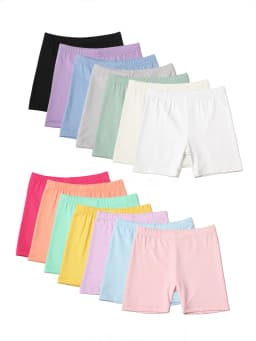2Pcs Summer Solid Color Kids Leggings Girls Safety Shorts Leggings Girls' Beach Shorts Are Suitable for Children Aged 2-12 Years