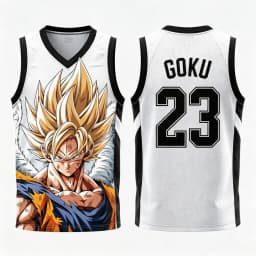 Dragon Ball Goku Super Saiyan No.23 Basketball Jersey Men 3D Print Sports Vest White Gold Gradient Anime Streetwear Tank Top