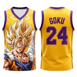 Dragon Ball Goku Super Saiyan No.23 Basketball Jersey Men 3D Print Sports Vest White Gold Gradient Anime Streetwear Tank Top