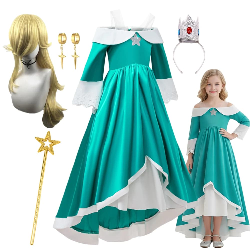 2026 New Movie Kids Rosalina Princess Dress Girls Cosplay Halloween Disguise Costume Birthday Vestido Kids Carnival