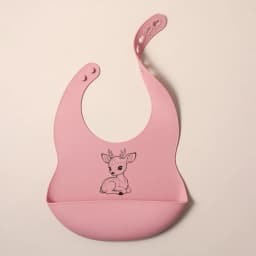 2025 NEW Custom Cartoon Deer Rainbow Silicone Baby Bib with Name & Pattern Food-Grade Solid Feeding Bib DZ31