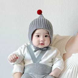 0-24M Baby Beanie Newborn Elf Hat Spring Autumn Knitted Windproof Warm Earflap Cap With Pom Pom