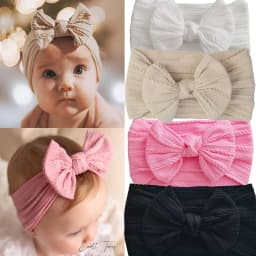 1/3/4/6Pcs Solid Color Baby Headband Bow Children Hair Band Elastic Nylon Newborn Soft Turban Headwrap Kid Hair Accessories