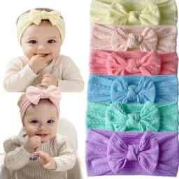 1/3/4/6Pcs Solid Color Baby Headband Bow Children Hair Band Elastic Nylon Newborn Soft Turban Headwrap Kid Hair Accessories