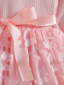 Girls' Hello Kitty Tulle Dress, Long-Sleeve 3D Butterfly Princess Dress for Autumn