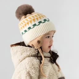 Ear Protection Baby Beanie Caps with Earflaps Soft Warm Pom Pom Winter Warm Knitted Hat for Infant Toddler Kids Boys Girls