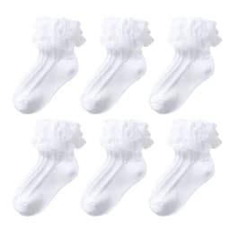 3/6 Pairs Girls Lace Ruffle Socks Cotton Breathable Comfy Adorable Princess-Style Kids Dance-Ready Socks with Frilly Trim