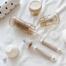 Korean Ins Newborn Bottle Nipple Brush Baby Special Long-handled Cleaning Brush Silicone Cleaning Brush Set