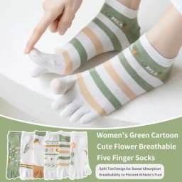 3 Pairs of Women's Spring and sSummer Season Cute and Sweet Fashionable Striped Flower Comfortable Five-finger Split-toe Socks