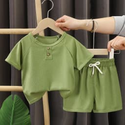 Baby Boys Waffles Clothes Sets Kids Solid Shirt +Shorts 2PCS Suit Toddler Costume Summer Children's Clothing Casual