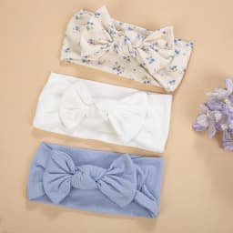 3Pcs/lot Ins Ribbed Baby Girls Headbands Floral Red Heart Dasiy Print Bows Elastic Hair Bands Toddler Vintage Hair Accessories