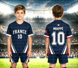 2026 Hotsale NO.10 Mbappé Football Jersey Tee & Shorts Set, Single Top Available, France Flag Fans 2‑Piece Summer Set for Kids
