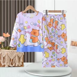 Full Sleeve Capybara Pajamas Sets Children Sleepwear Kids Pyjamas Boys Pjs Pijama Suits for 3 to 14Years Teenager Baby Clothes