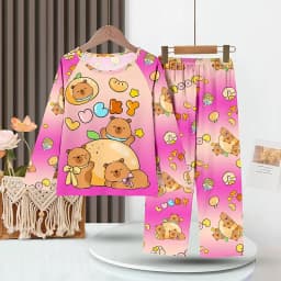 Full Sleeve Capybara Pajamas Sets Children Sleepwear Kids Pyjamas Boys Pjs Pijama Suits for 3 to 14Years Teenager Baby Clothes