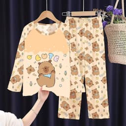 Full Sleeve Capybara Pajamas Sets Children Sleepwear Kids Pyjamas Boys Pjs Pijama Suits for 3 to 14Years Teenager Baby Clothes