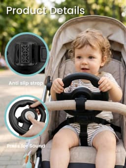 1PC Universal Pretend Steering Wheel for Strollers & Carts - Detachable, Fun Driving Attachment