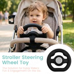 1PC Universal Pretend Steering Wheel for Strollers & Carts - Detachable, Fun Driving Attachment