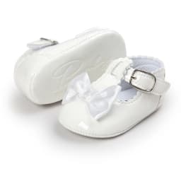 Meckior Baby Girls Shoes Classic Bowknot Rubber Sole Anti-slip PU Girls Dress Shoes First Walker Toddler Crib Baby Shoes