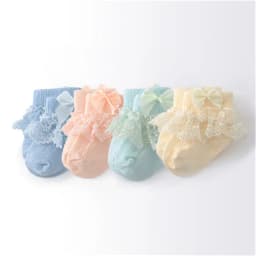 Lawadka 4Pairs/lot Newborn Baby Socks For Girls Cotton Lace Infant Girls Sock Princess Bow Toddler Baby Girls Socks Spring 0-24M