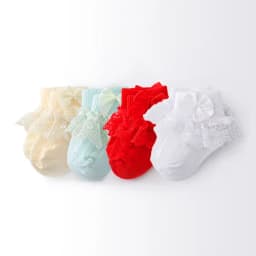 Lawadka 4Pairs/lot Newborn Baby Socks For Girls Cotton Lace Infant Girls Sock Princess Bow Toddler Baby Girls Socks Spring 0-24M