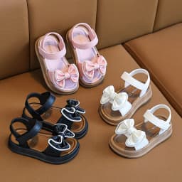 New Fashionable Girls Sandals Summer Bow Princess Sandals 3-14 Years Old Students Children Outside Wearing Versatile Sandals