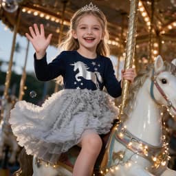 VIKITA Kids Unicorn Dresses for Girls Birthday Party Prom Gown Princess Dress Kids Long Sleeve Spring Autumn Dress Girl Clothes