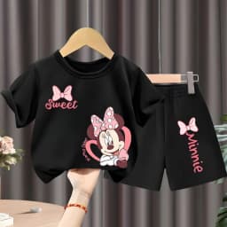 Children's T Shirt and Shorts Two Piece Set Girls O Neck Short Sleeve Top Suit Kids Casual Outfits Summer Breathable Shorts Sets