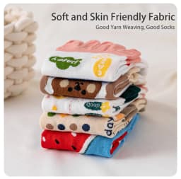 3 Pairs of Women's Four-season Mid-tube Fruit Letter Slogan Bear Cute and Sweet Girl Fashion Cotton Five-toe Socks