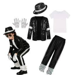 Boys Superstar Michael Jackson Costume Singer Outfit Halloween Stage Performance Carnival Dance Cosplay Party Costume