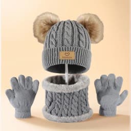 3PC 2-12Y Autumn and Winter Children's Hats and Neck Gloves Set, Cute, Comfortable and Warm, Hats for Boys and Girls