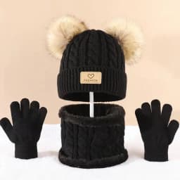 3PC 2-12Y Autumn and Winter Children's Hats and Neck Gloves Set, Cute, Comfortable and Warm, Hats for Boys and Girls