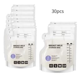 60 Pack Temperature Sensitive Breast Milk Storage Bags -Food Grade PE, Transparent with Measurement Lines, Disposable & Leakpro