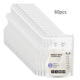 60 Pack Temperature Sensitive Breast Milk Storage Bags -Food Grade PE, Transparent with Measurement Lines, Disposable & Leakpro