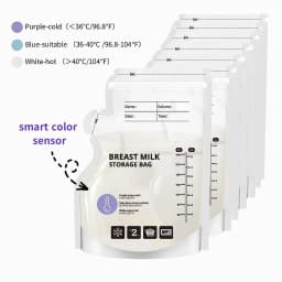 60 Pack Temperature Sensitive Breast Milk Storage Bags -Food Grade PE, Transparent with Measurement Lines, Disposable & Leakpro