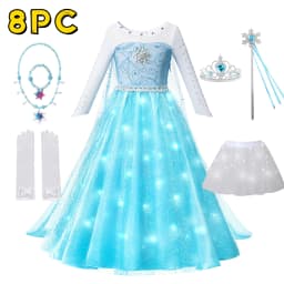LED Girls Snow Kids Queen Costumes Girls Carnival Party Prom Gown Elsa Robe-Playing Children Princess Dress Birthday Dress