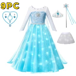LED Girls Snow Kids Queen Costumes Girls Carnival Party Prom Gown Elsa Robe-Playing Children Princess Dress Birthday Dress
