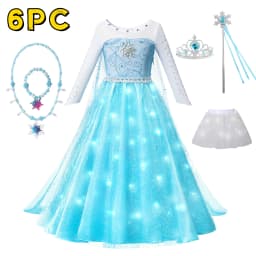 LED Girls Snow Kids Queen Costumes Girls Carnival Party Prom Gown Elsa Robe-Playing Children Princess Dress Birthday Dress
