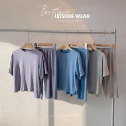 Summer Minimalist Boy Home Clothes Solid Color Loose and Comfortable Lightweight Sleepwear Casual Two-piece Set for Adults