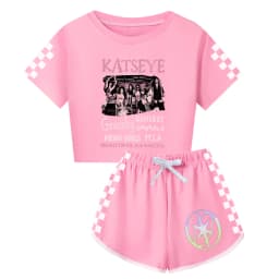 Girls T Shirt Katseye Beautiful Chaos T-shirt And Shorts Clothes Set Outfit Tee Gift for Kids Graphic Short Sleeve Shirt Summer