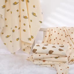 Cotton Muslin Cute Cartoon Printing Baby Swaddle Blanket Soft Breathable Newborn Baby Receiving Blanket For Infant Boys Girls