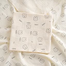Cotton Muslin Cute Cartoon Printing Baby Swaddle Blanket Soft Breathable Newborn Baby Receiving Blanket For Infant Boys Girls