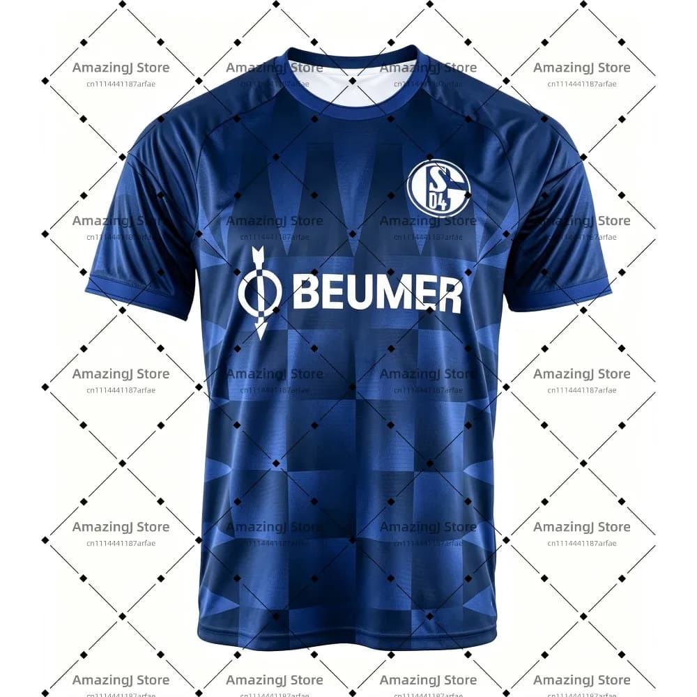 2026-27 Schalke 04 Home and Away T-Shirt with 3D Digital Print, Comfortable and Breathable Sports Casual Top