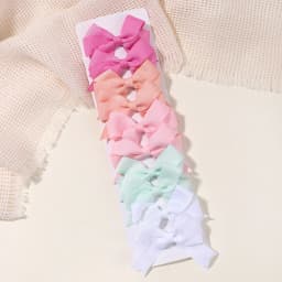 10Pcs/Set New Cute Ribbon Bowknot Hair Clips for Kids Handmade Nylon Bows Hairpin Barrettes Headwear Baby Girls Hair Accessories