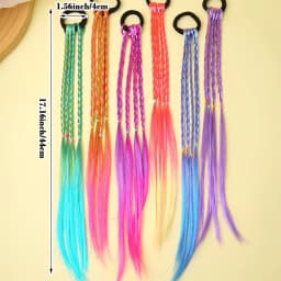 6 Pieces of Multi-Color Bohemian Style Sweet Wig Braid Hair Ties Suitable for Girls