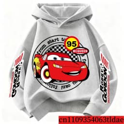 Disney Pixar Car Lightning McQueen Print Children Hooded Sweatshirt Boy Girl Autumn Winter Daily Outdoor Casual Warm Sportswear