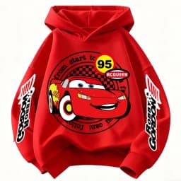 Disney Pixar Car Lightning McQueen Print Children Hooded Sweatshirt Boy Girl Autumn Winter Daily Outdoor Casual Warm Sportswear