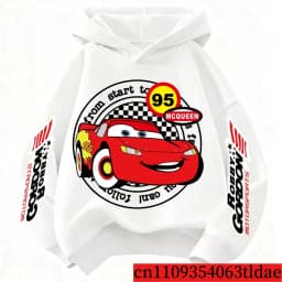 Disney Pixar Car Lightning McQueen Print Children Hooded Sweatshirt Boy Girl Autumn Winter Daily Outdoor Casual Warm Sportswear