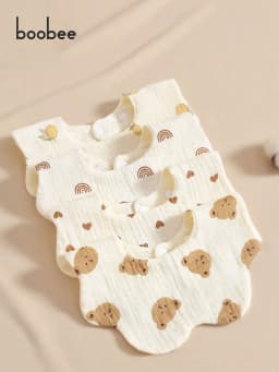 4Pcs Ultra-Soft and Comfortable Baby Bibs, Suitable for Ages 0-3, with Snap Button Design, Washable-Machine Washable, Newborn Gauze Drool Bibs-Waterproof Spit-Up Bibs for Babies, Ultra-Soft Autumn and Winter Bibs, Perfect Baby Shower Gift.